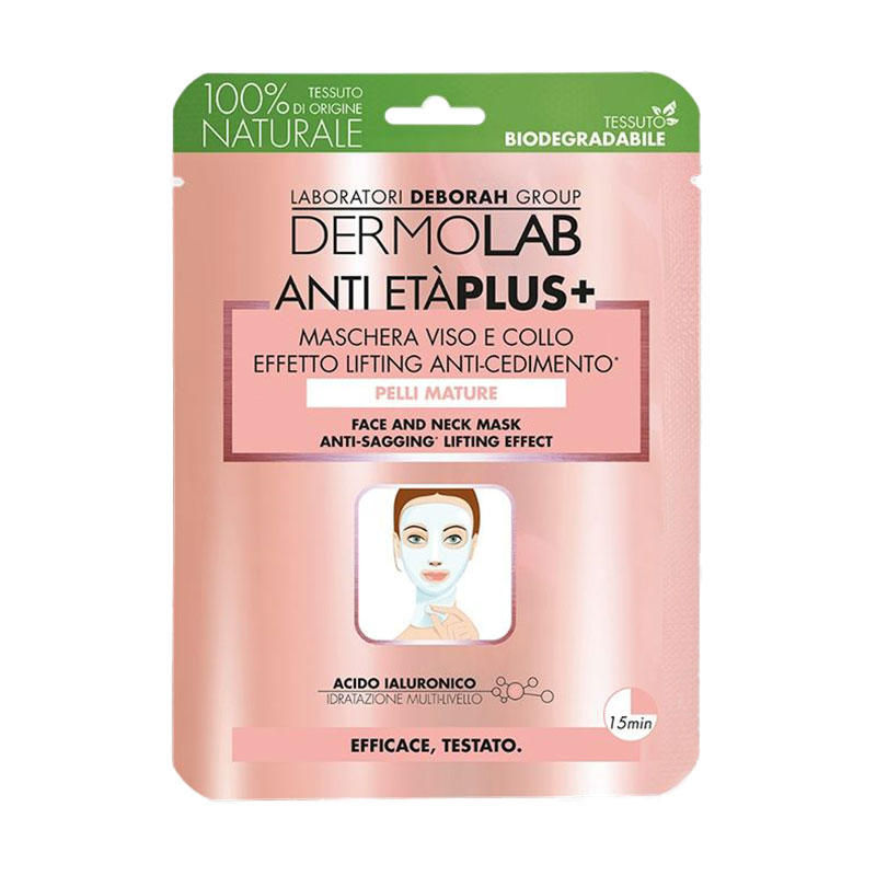 Антивікова тканинна маска для обличчя та шиї Dermolab Face And Neck Mask With A Lifting Effect, 42 мл